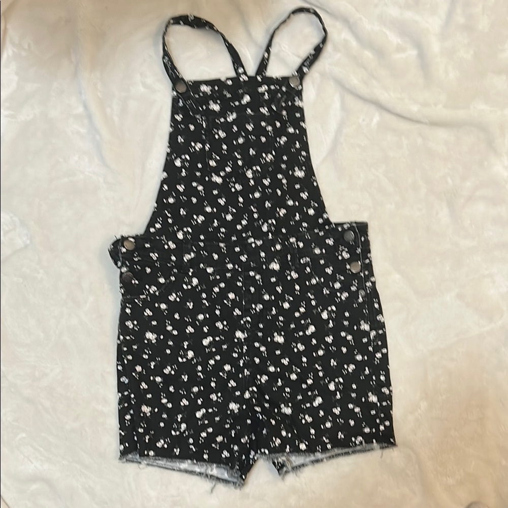 Kids Black Art Class Floral Overalls